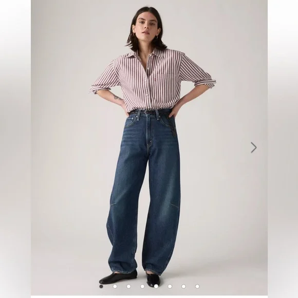 LEVIS Jeans Barrel Leg NWT Cinch Wide Leg High Waist New Shades Blue Size 24 - Picture 4 of 14